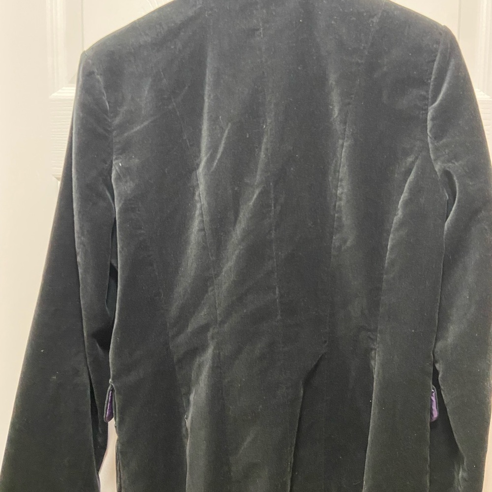 Vtg Eddie Bauer Womens 8 Velvet Velour 3 Button Blazer Jacket Suit Coat Black - Picture 4 of 4